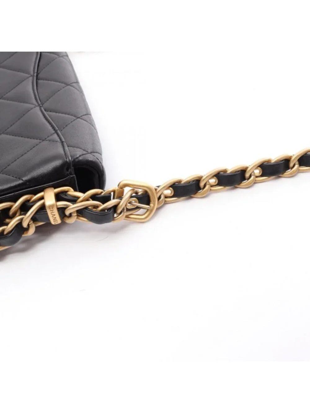Chanel Shoulder Bag Quilted Black Leather Chain